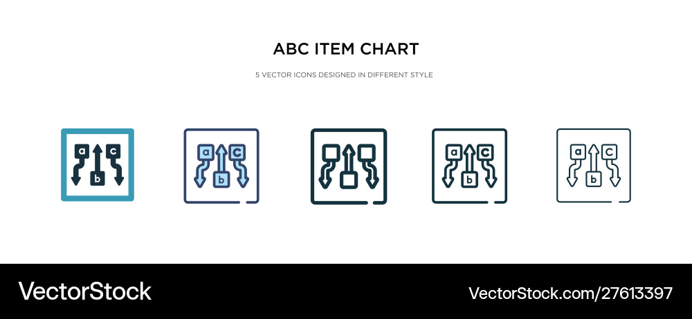 Abc item chart icon in different style two Vector Image