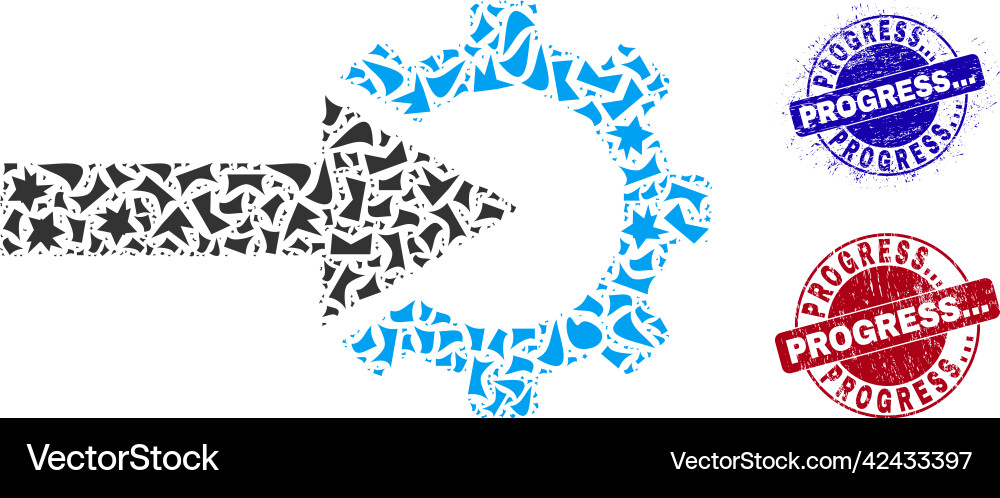 Cog integration mosaic of fractions with progress Cog integration mosaic of fractions with progress vector image