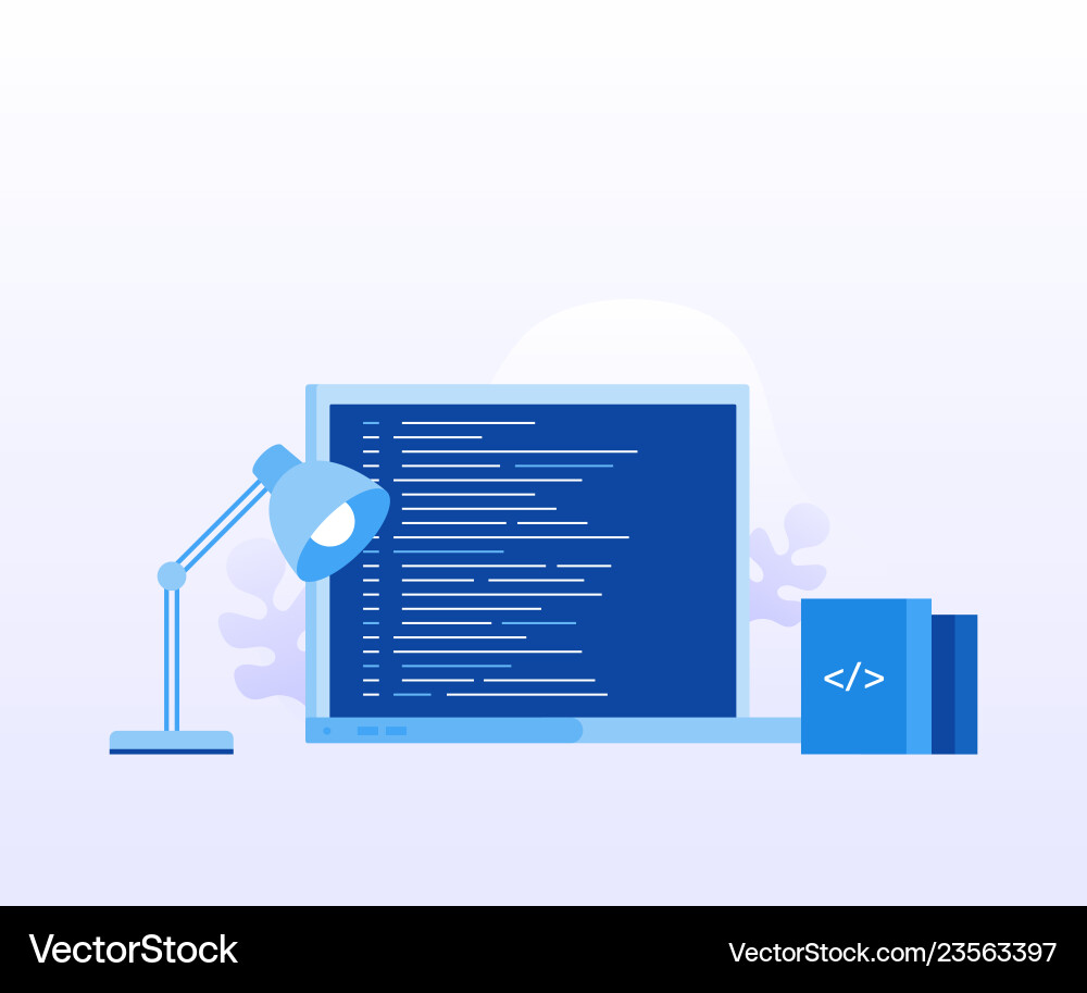 Concept laptop screen with program code Concept laptop screen with program code vector image