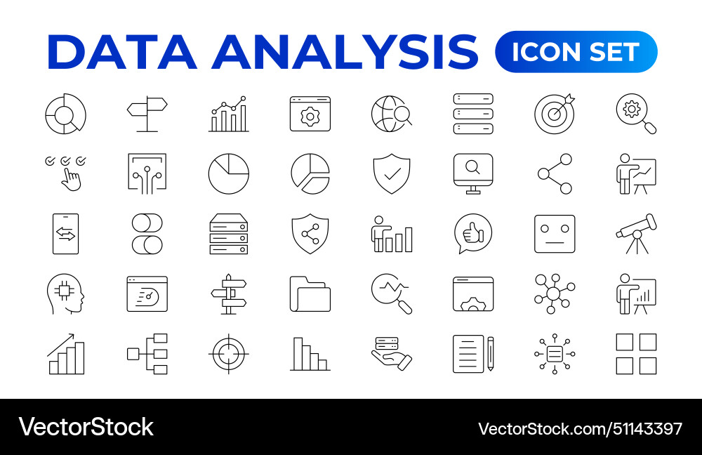 Data analytics icon set big analysis Data analytics icon set big analysis vector image