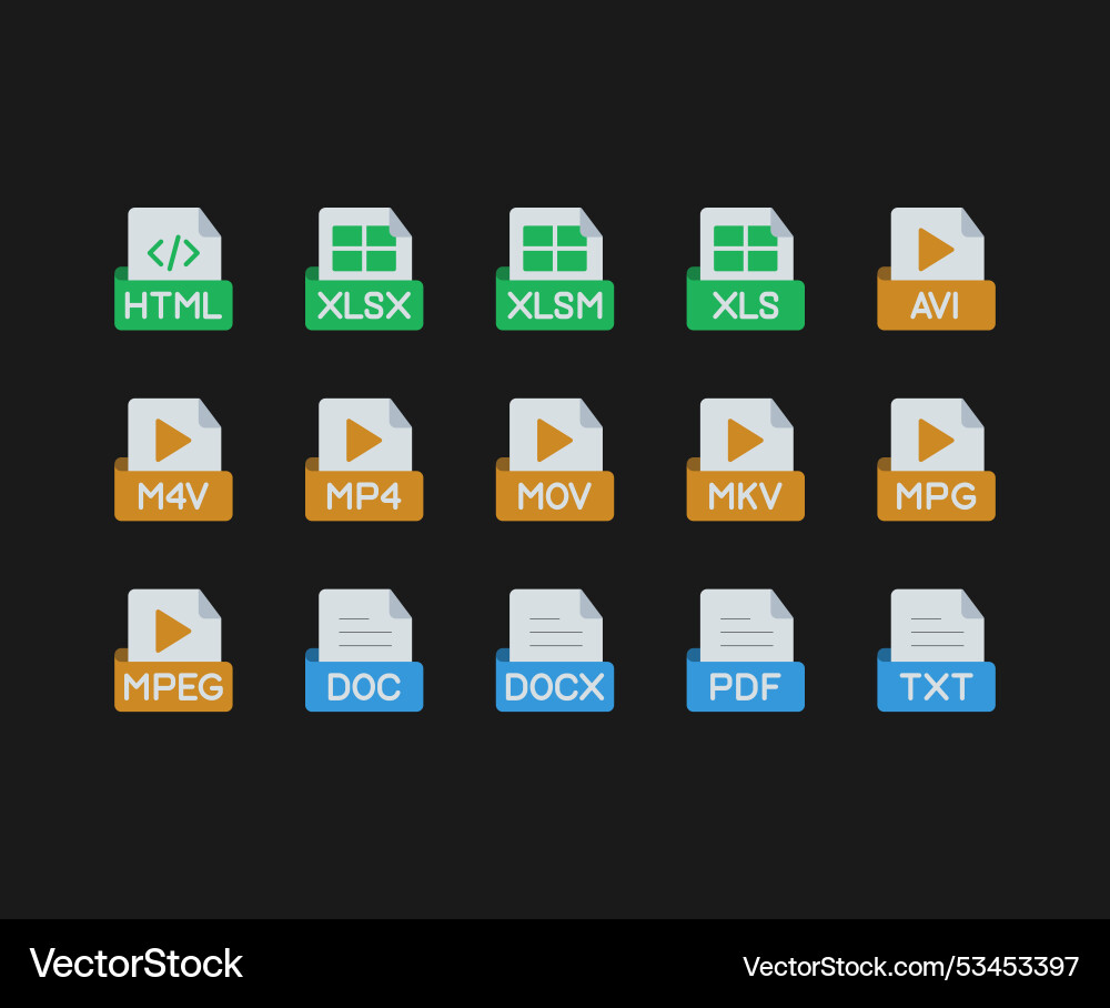 File format or extension icon pack Vector Image