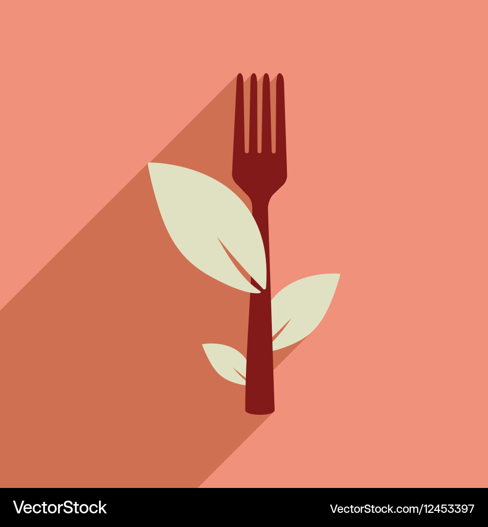 Flat web icon with long shadow eco fork vector image