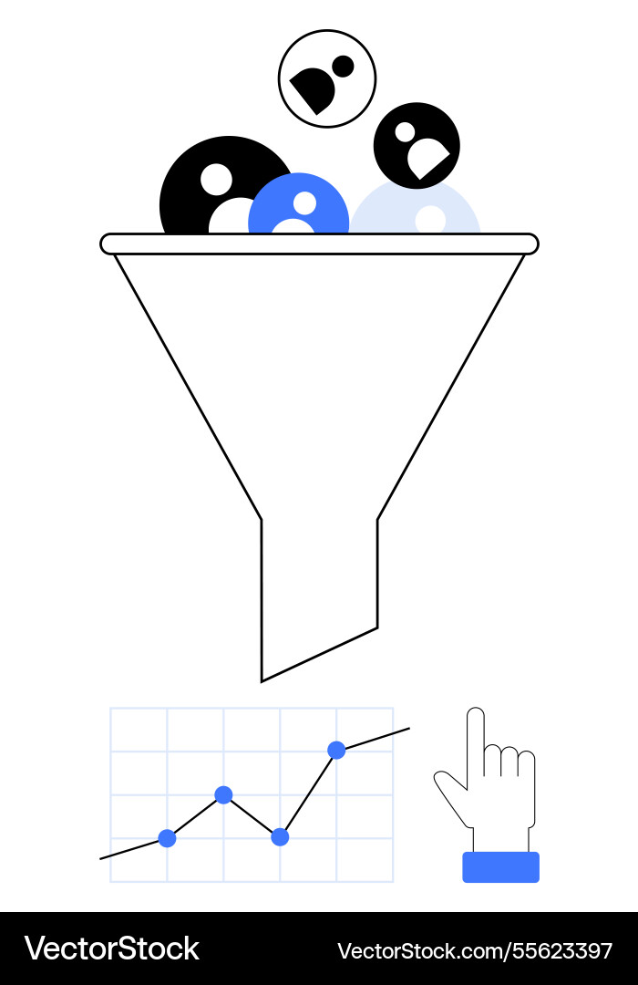 Funnel filtering concepts with human icons graph vector image