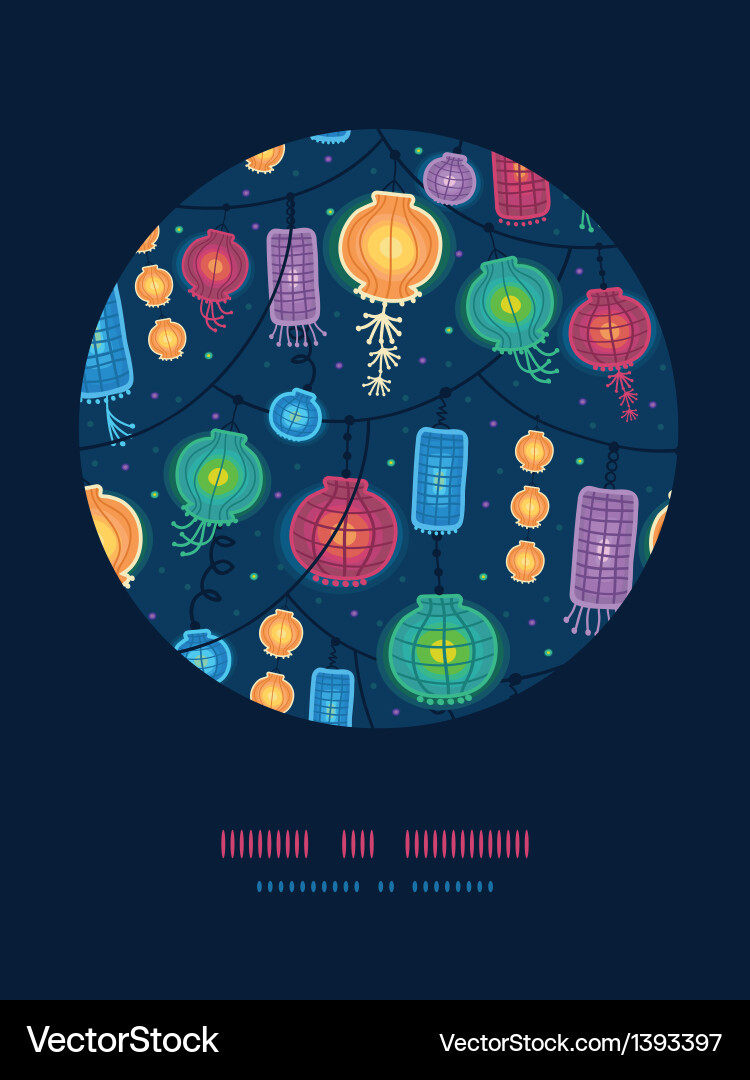 Glowing lanterns circle decor pattern background Vector Image