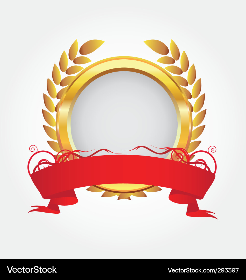 Golden Laurel Frame with Ribbon Vector Image