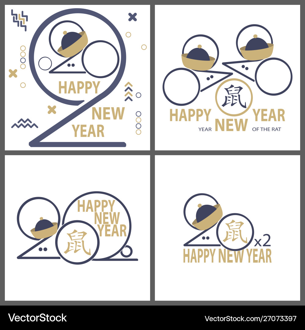 Happy new year 2020 greeting card chinese Happy new year 2020 greeting card chinese vector image
