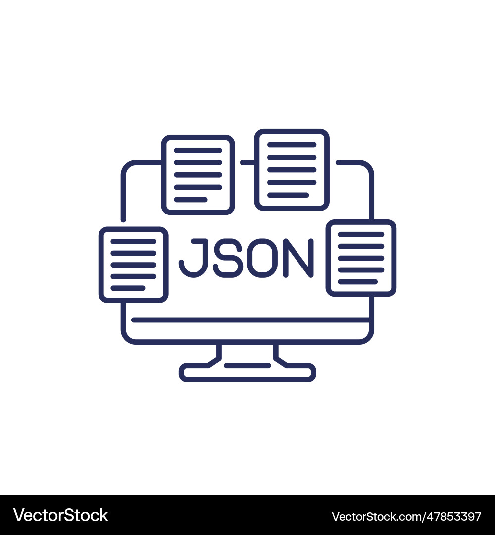 Json files documents line icon Vector Image