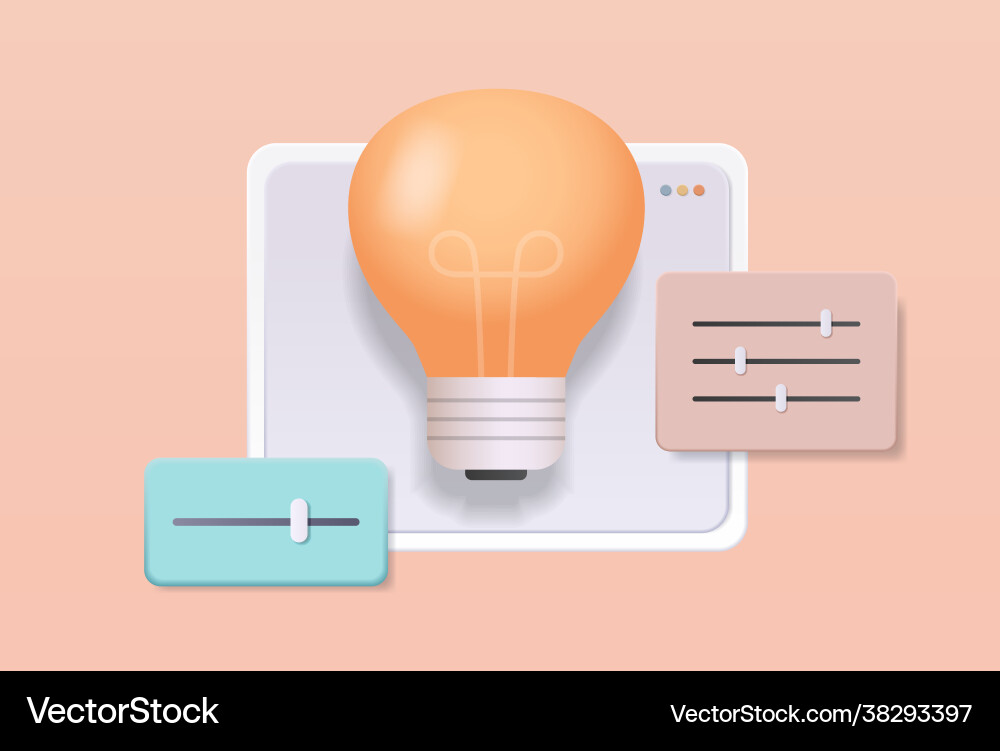Light lamp computer app user settings system Light lamp computer app user settings system vector image