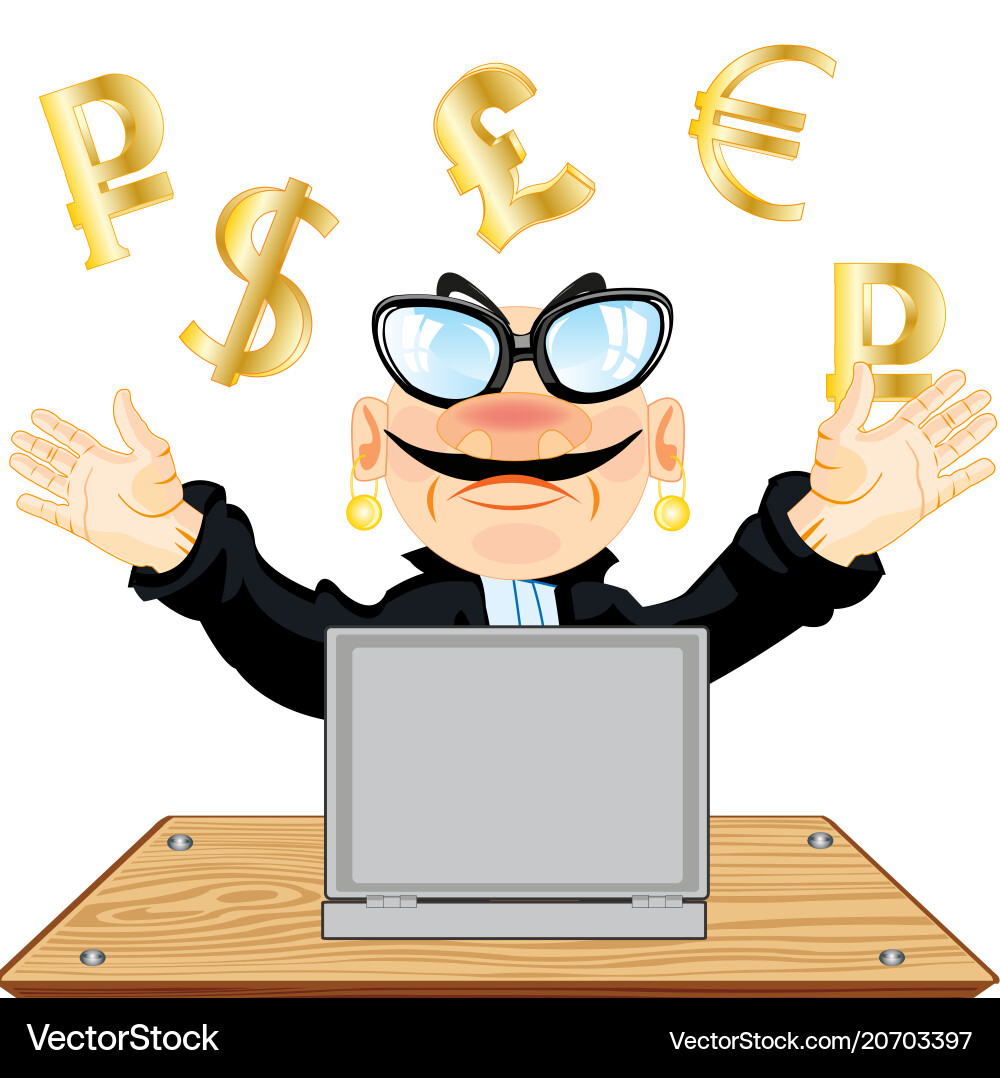 Man earns on computer vector image