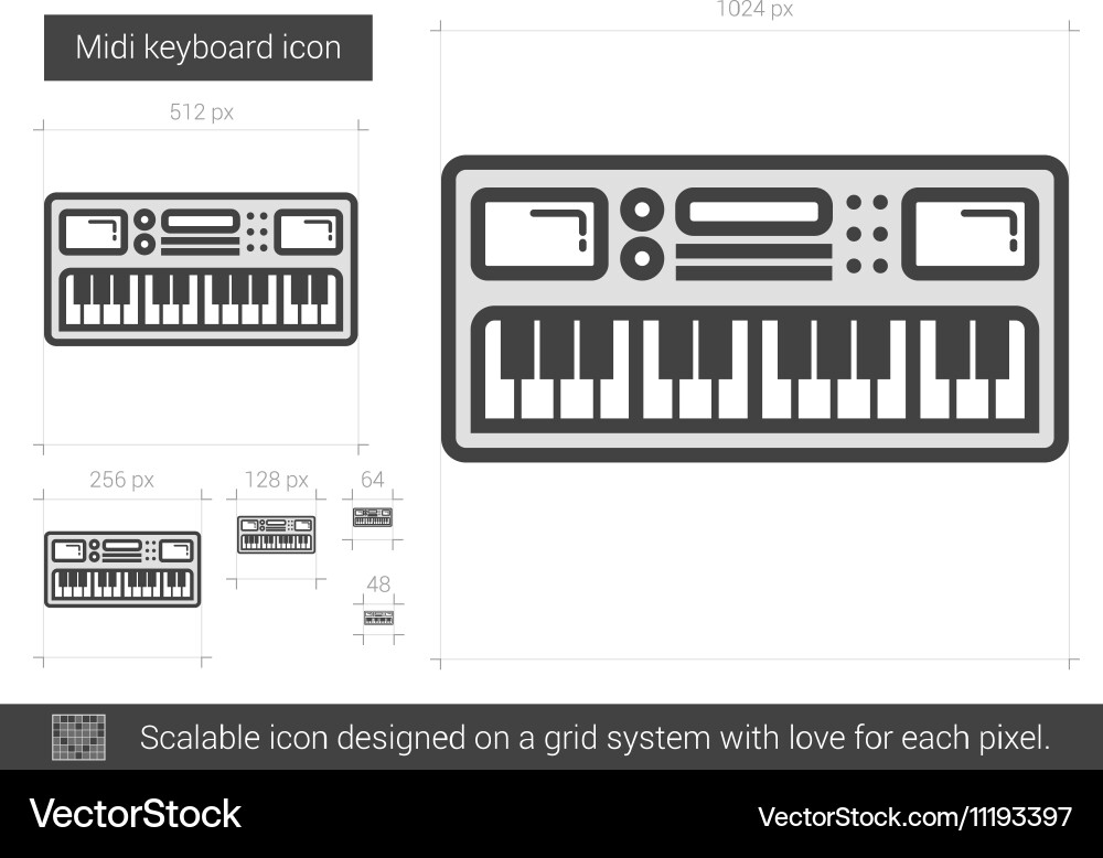 Midi keyboard line icon Vector Image