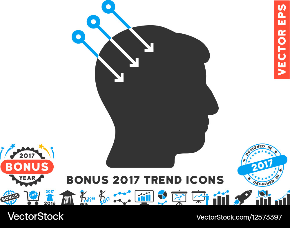 Neural interface connectors flat icon with 2017 Vector Image