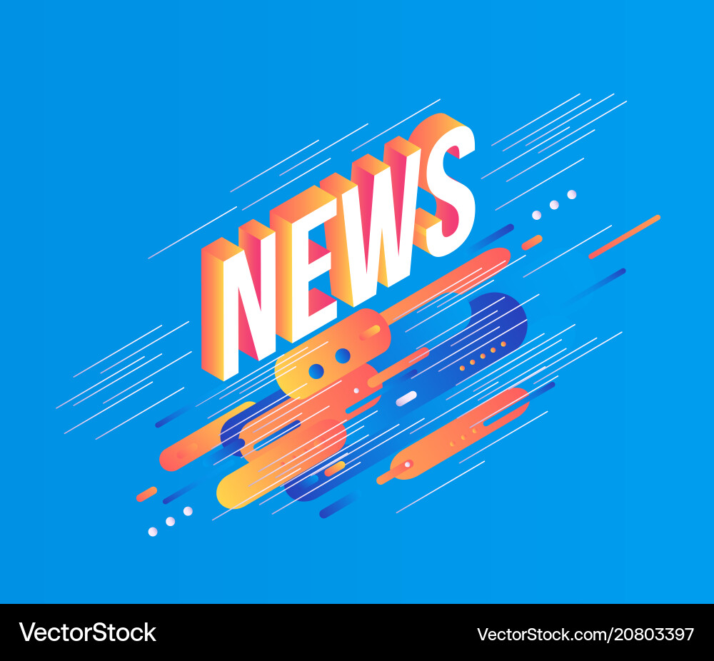 News isometric gradient text design on abstract News isometric gradient text design on abstract vector image