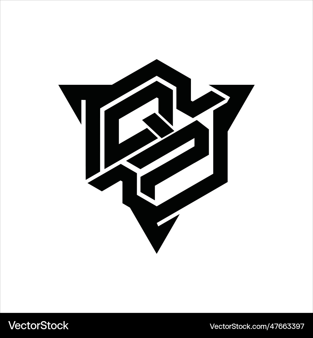 Qp logo monogram hexagon shape with triangle Vector Image
