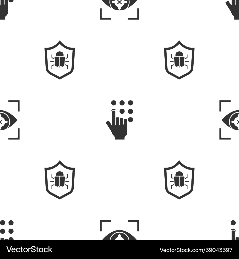 Set eye scan password protection and system bug vector image