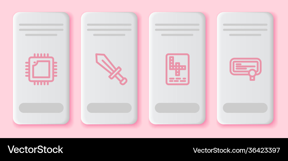 Set line processor with cpu sword for game Set line processor with cpu sword for game vector image