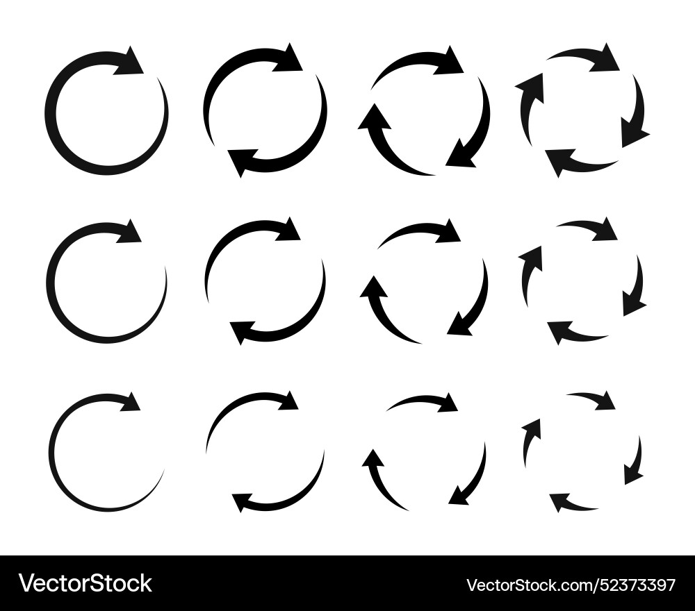 Set of circle arrows and arrow pictogram Set of circle arrows and arrow pictogram vector image