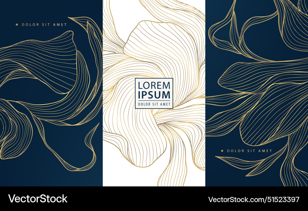 Set of gold floral patterns line luxury Royalty Free Vector