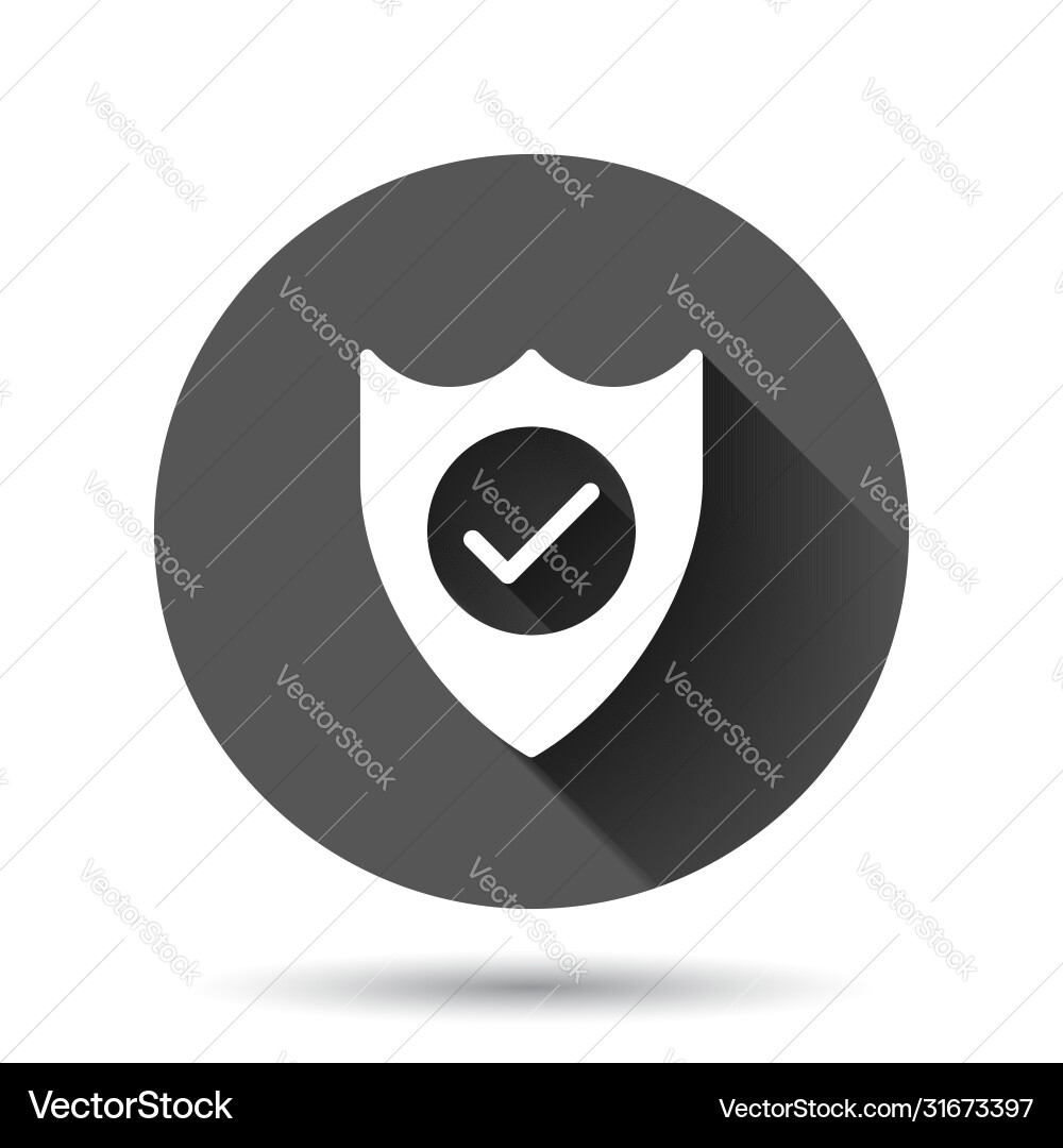 Shield with check mark icon in flat style protect Vector Image
