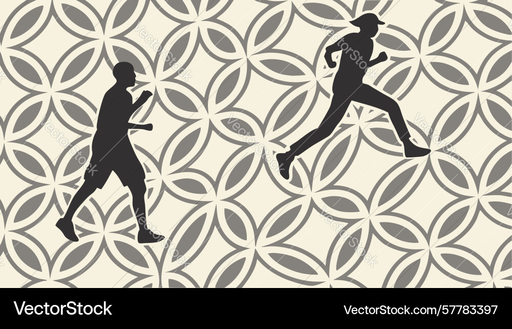 Stylized running figures seamless pattern Vector Image