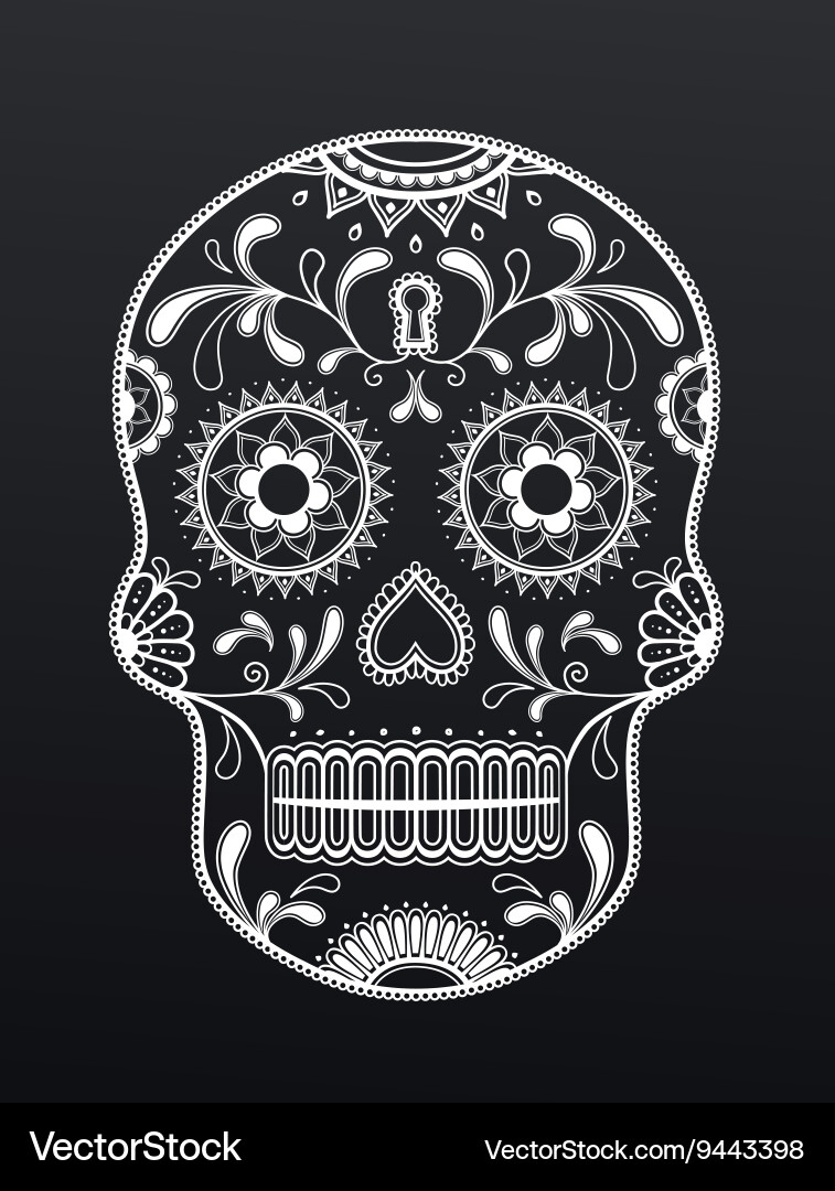 Blank and white sugar skull day of the dead Vector Image