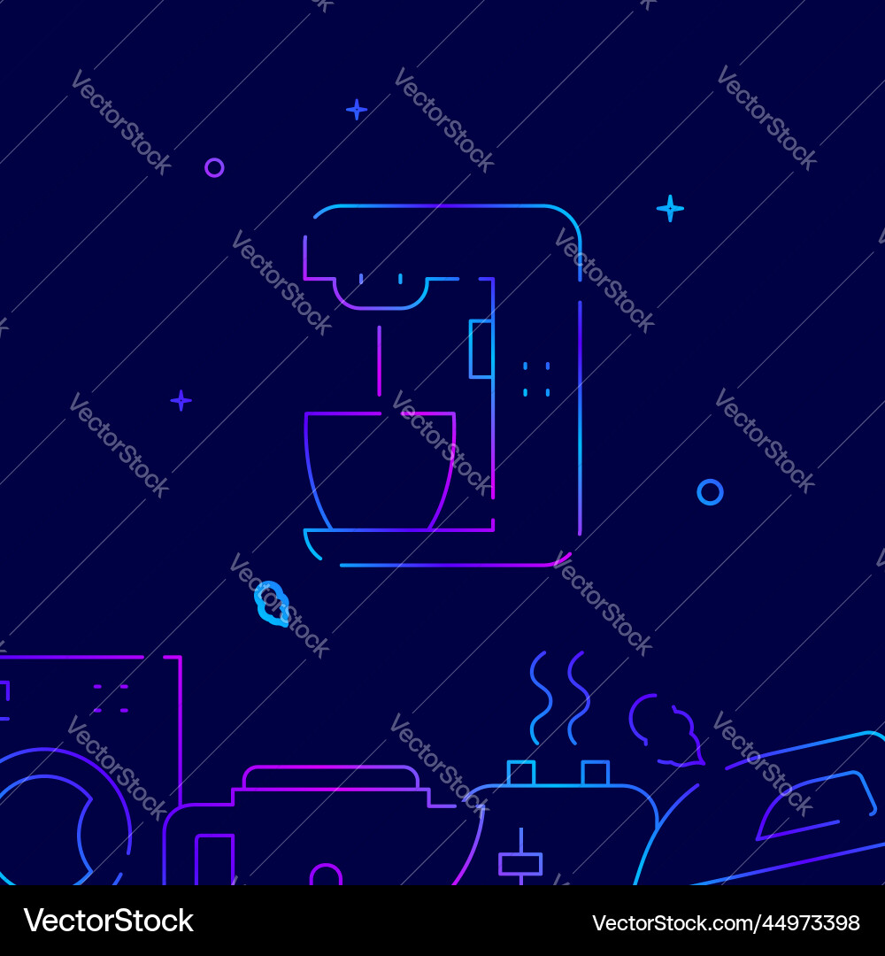 Coffee machine food processor gradient line icon Vector Image