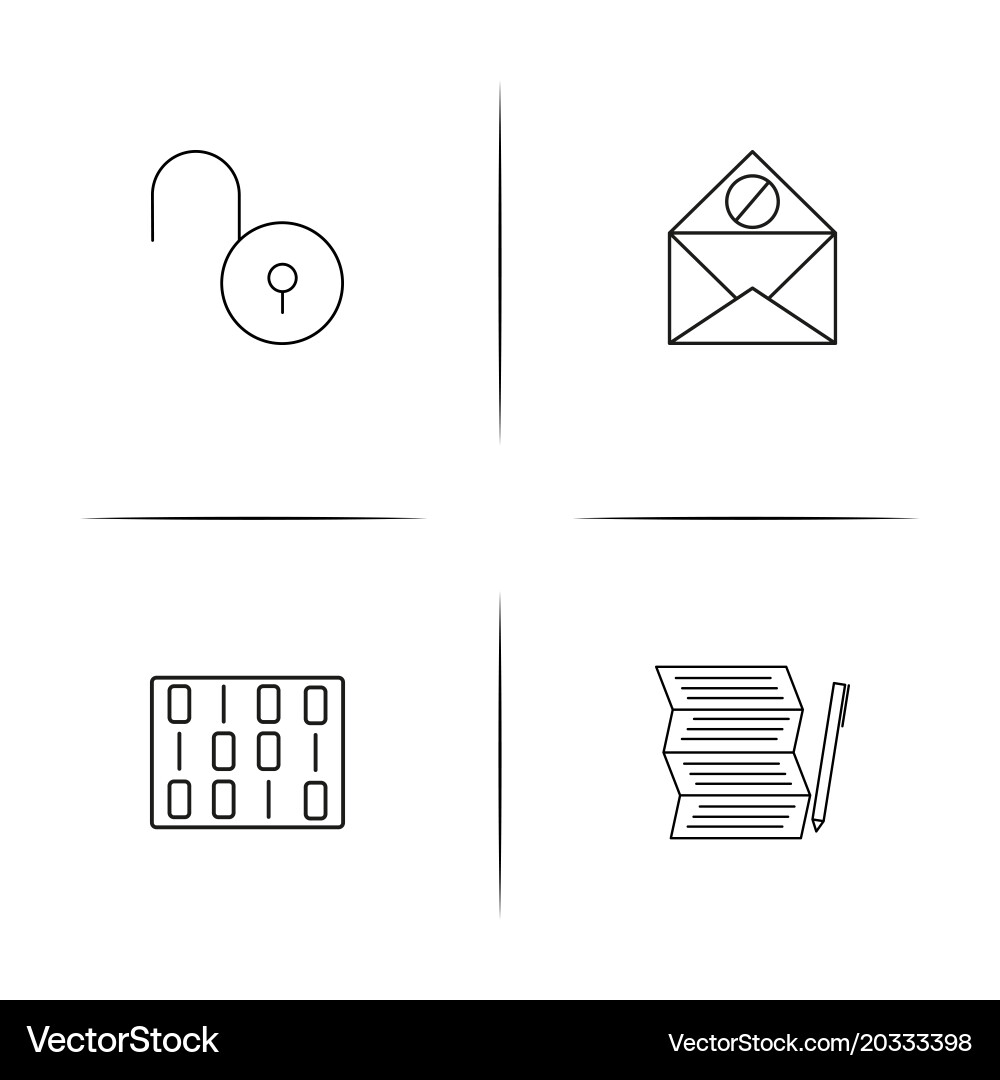 Cyber security simple linear icon setsimple vector image