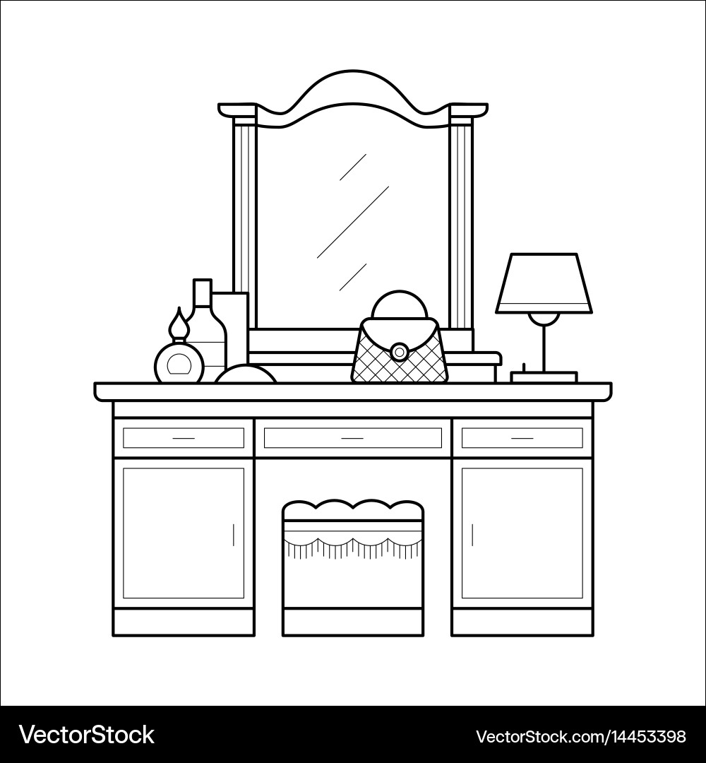 Dressing table in thin line Vector Image