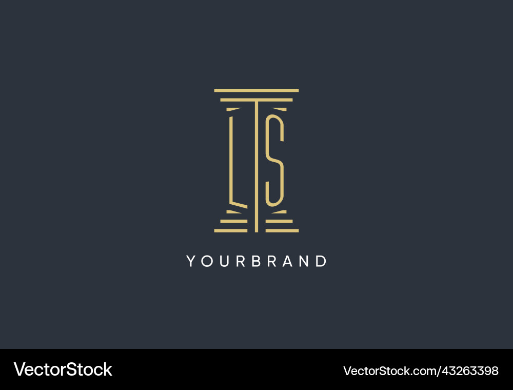 Ls initial monogram with pillar shape logo design Vector Image