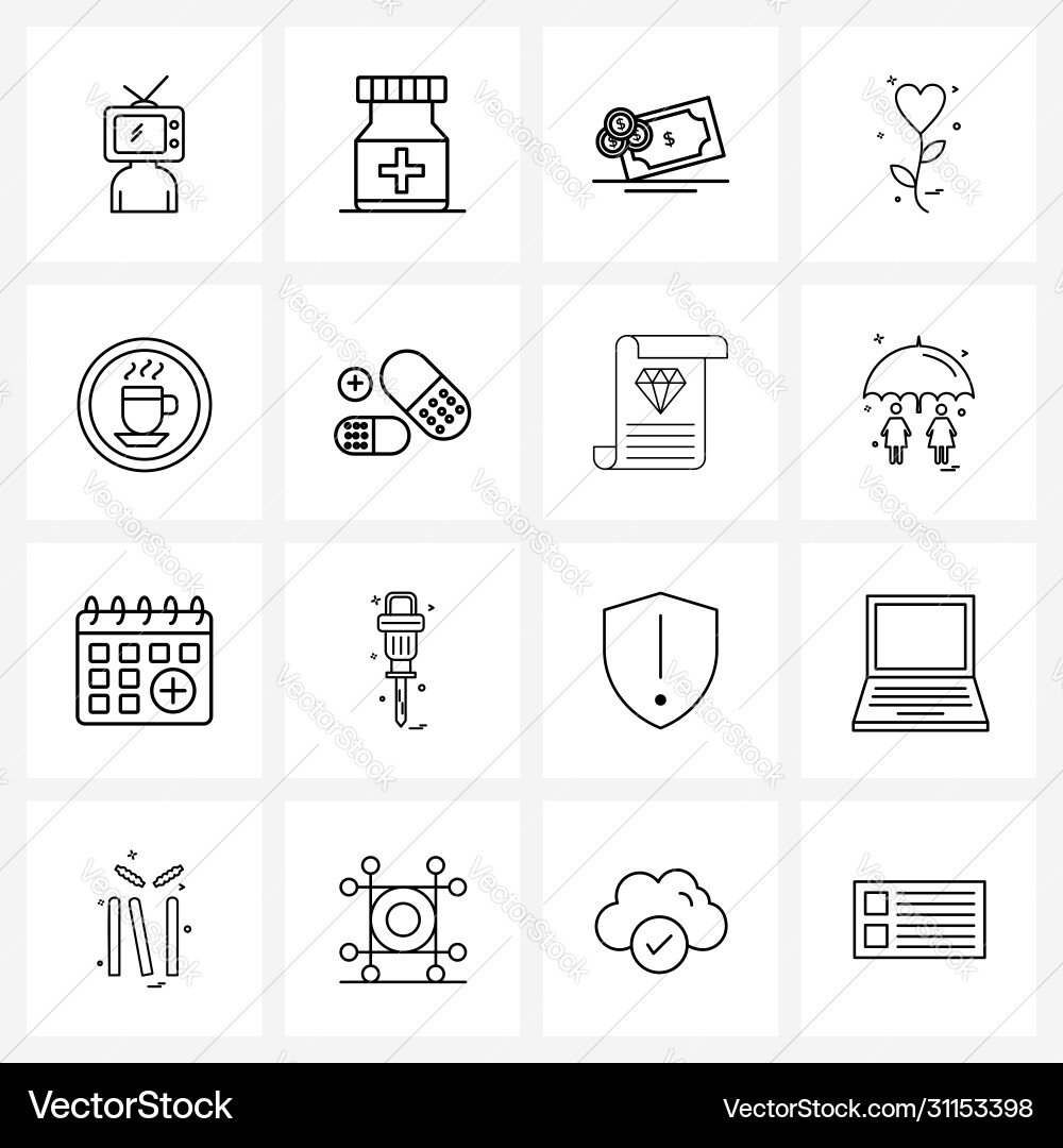 Set 16 simple line icons for web and print Vector Image