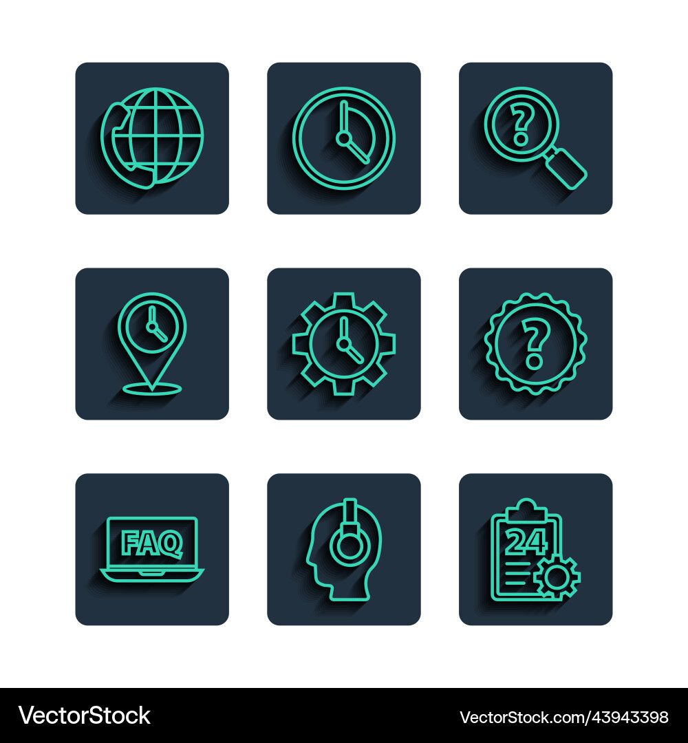 Set line laptop and faq support operator in touch Vector Image