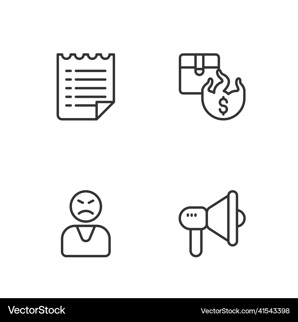 Set line megaphone angry customer wish list Vector Image