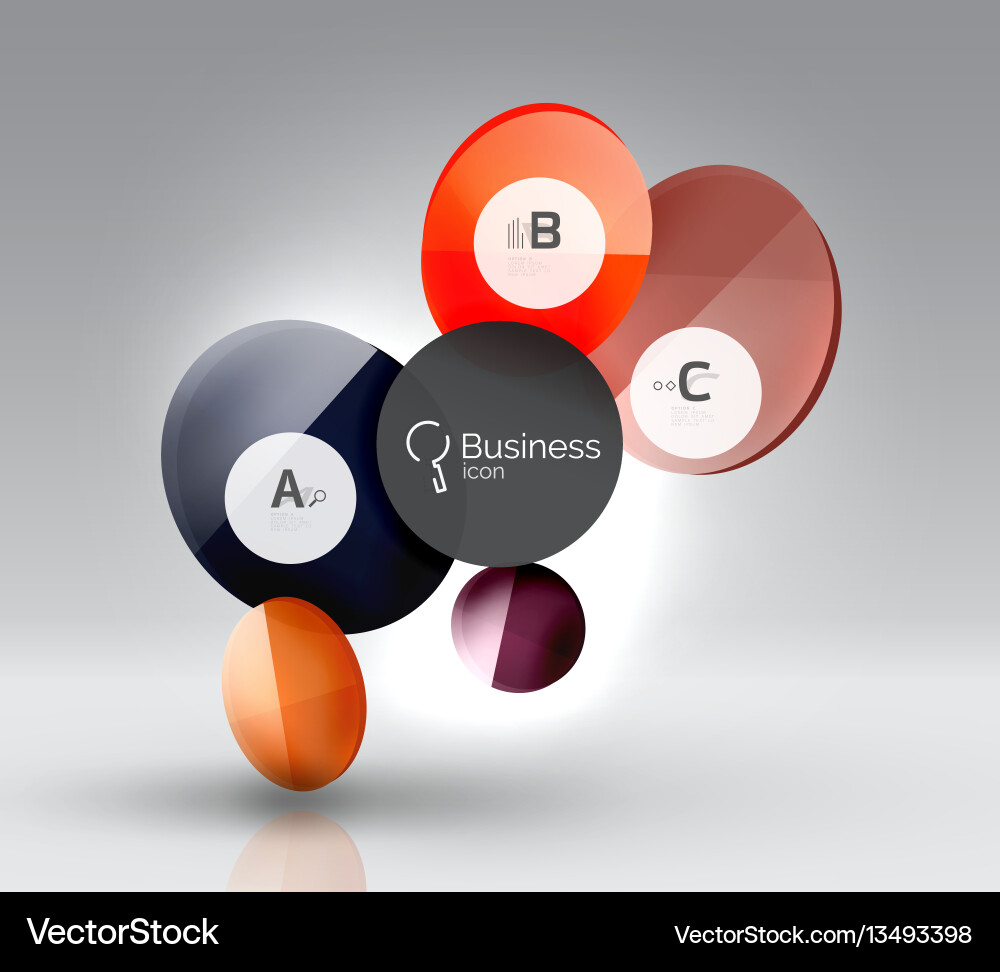 Shiny circles with text in 3d space Shiny circles with text in 3d space Vector Image