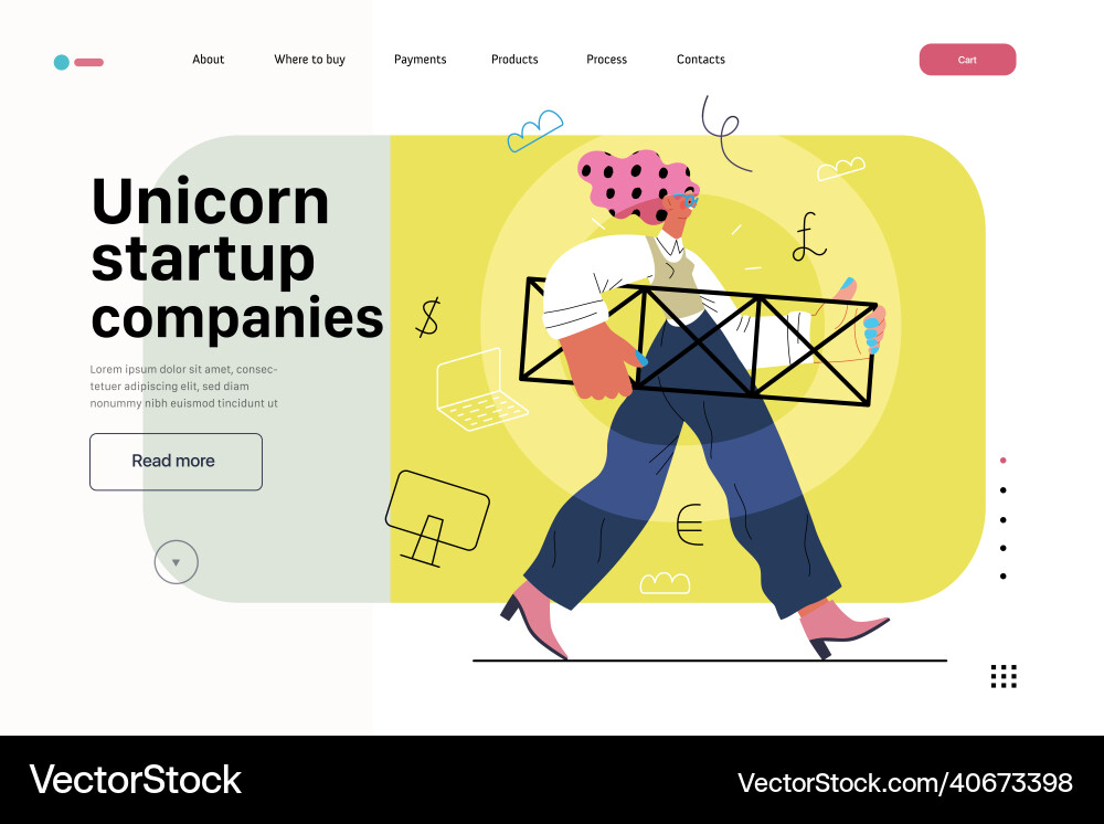 Startup website landing template Startup website landing template Vector Image