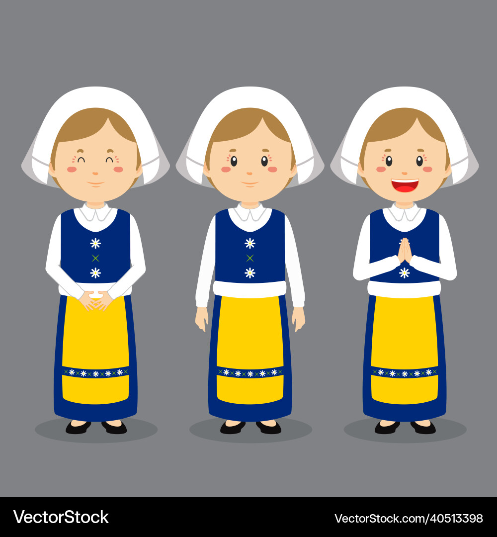 Sweden character with various expression Vector Image