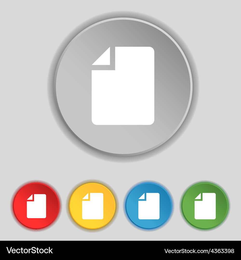 Text file icon sign symbol on five flat buttons Vector Image