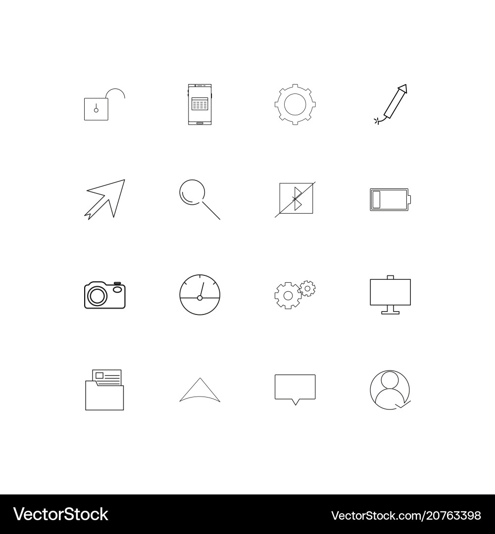 User interface linear thin icons set outlined User interface linear thin icons set outlined Vector Image