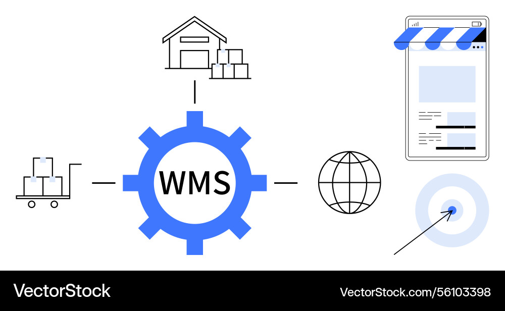 Warehouse management system workflow with gear Warehouse management system workflow with gear vector image