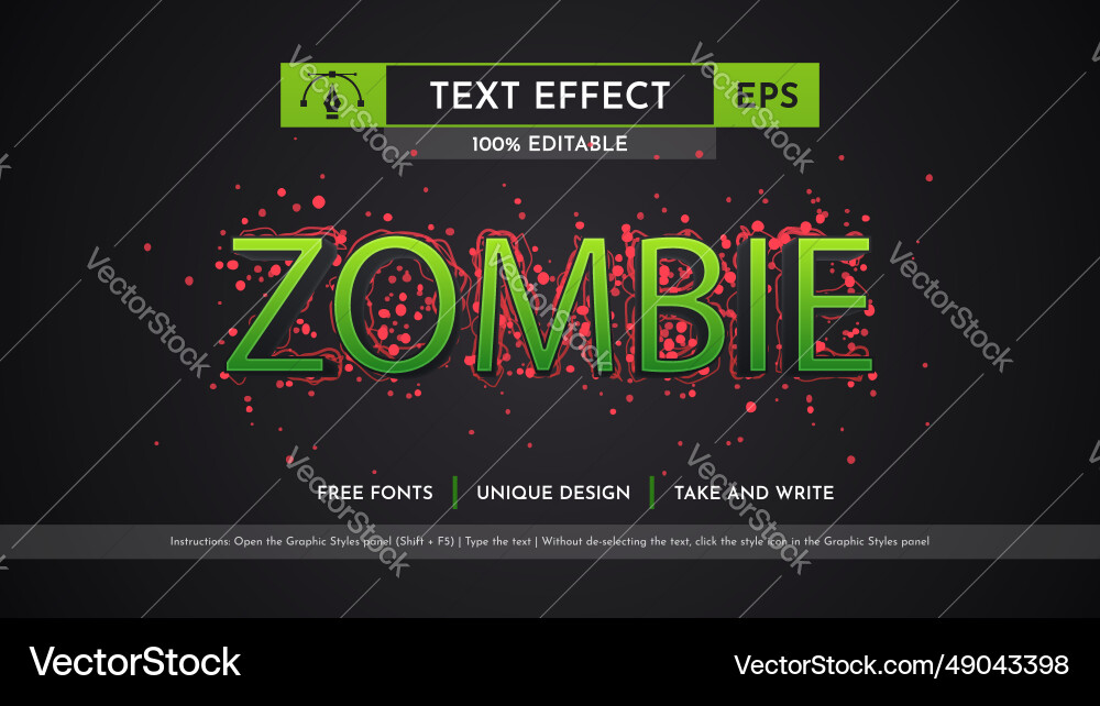 Zombie - editable text effect font style Zombie - editable text effect font style vector image