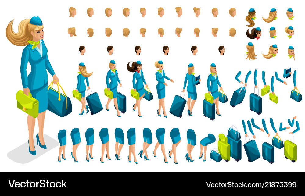 3d constructor stewardess create your character 3d constructor stewardess create your character vector image