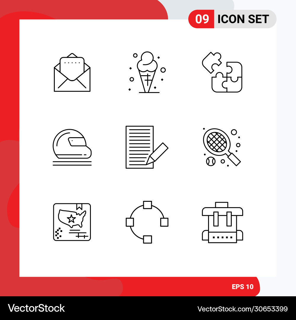 9 universal outlines set for web and mobile Vector Image