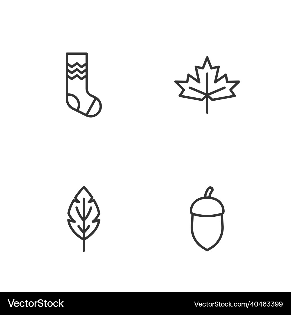 Acorn, Maple Leaf, and Socks Icon Set Vector Image