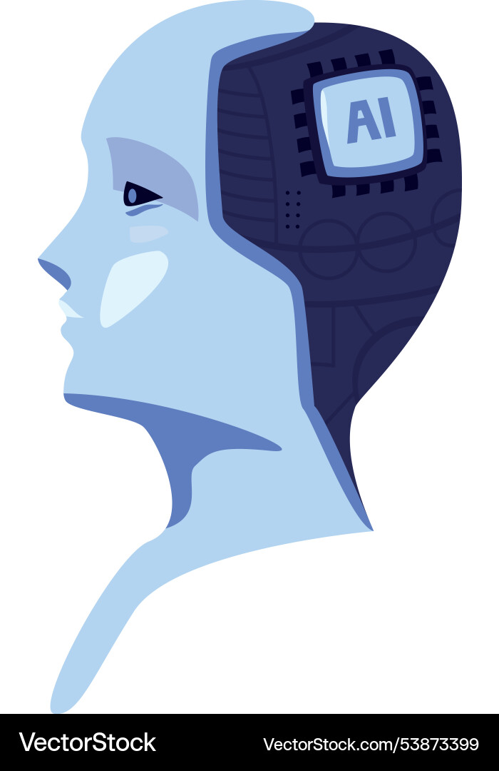 Artificial intelligence in humanoid robot vector image
