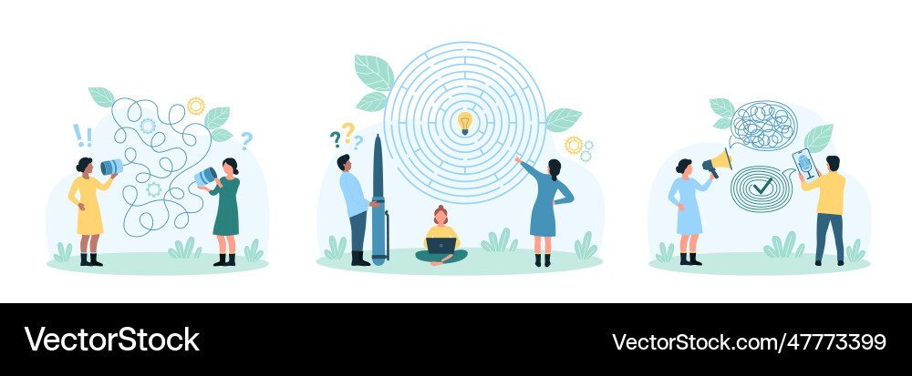 Bad communication and explanation set tiny people Bad communication and explanation set tiny people vector image