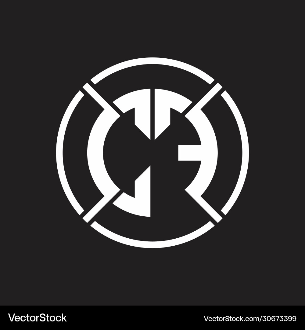 Cf logo monogram with four part circle slash Cf logo monogram with four part circle slash Vector Image