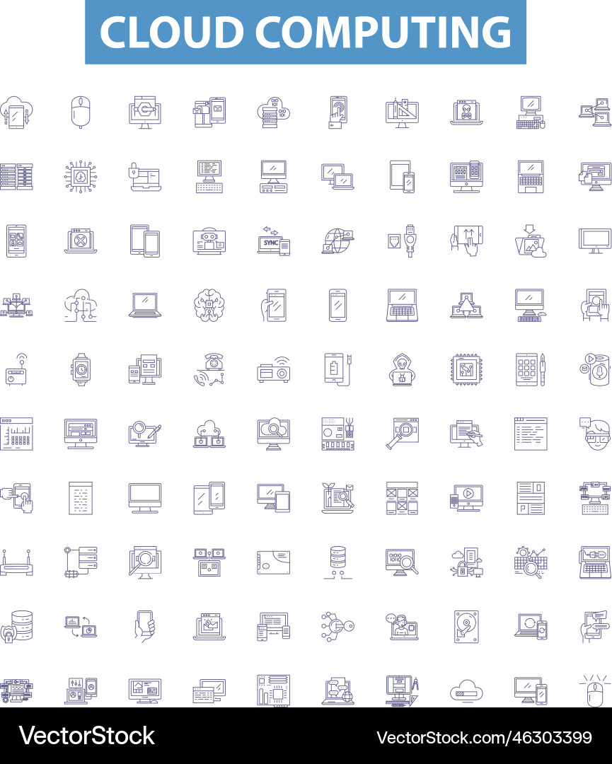 Cloud computing line icons signs set Cloud computing line icons signs set vector image