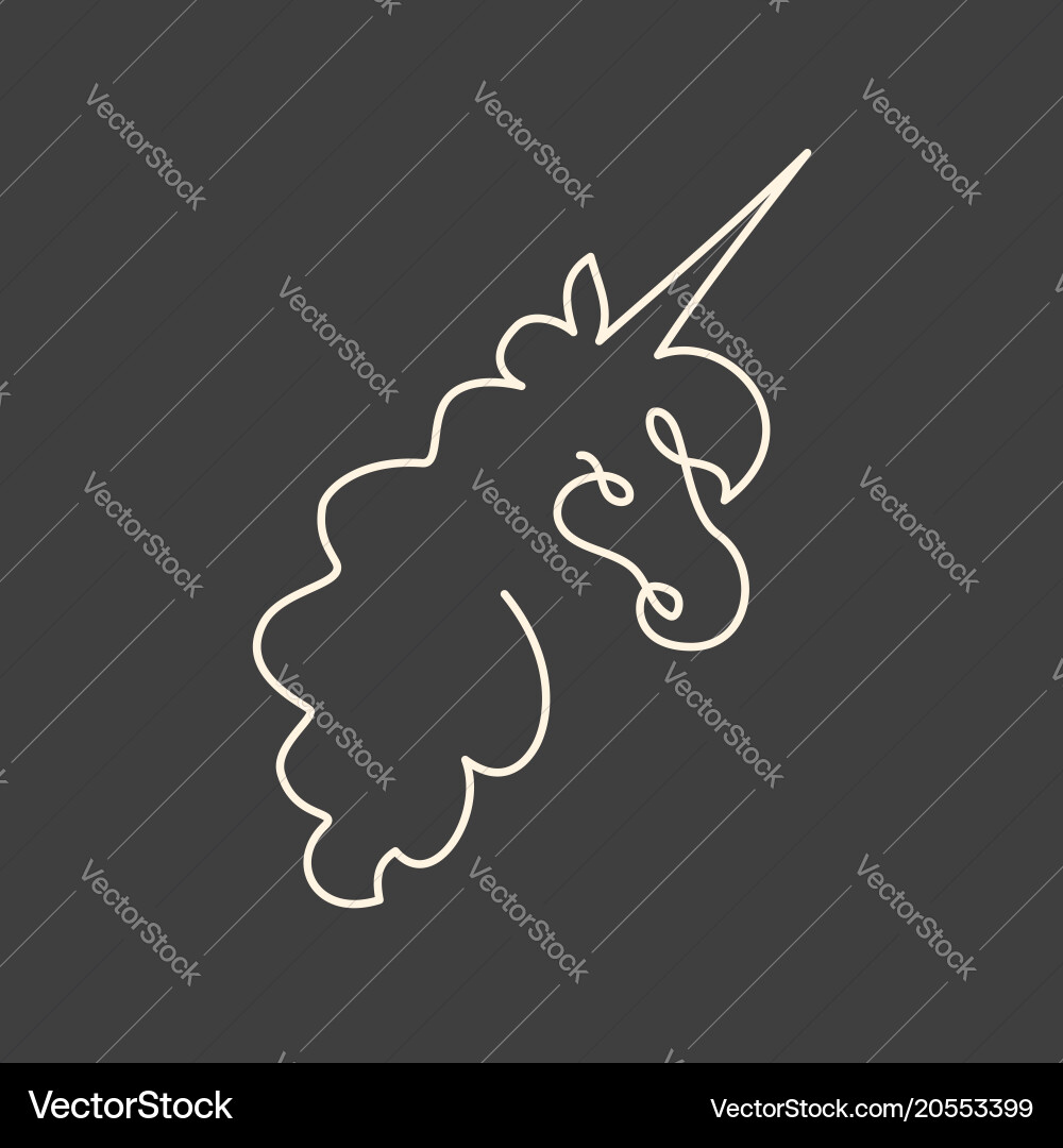 Continuous line art of unicorn head Vector Image