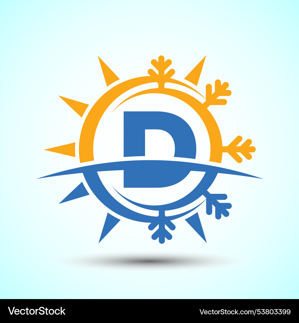 Erstes Alphabet d mit abstrakter Sonne und Schneeluft Erstes Alphabet d mit abstrakter Sonne und Schneeluft vektorbild