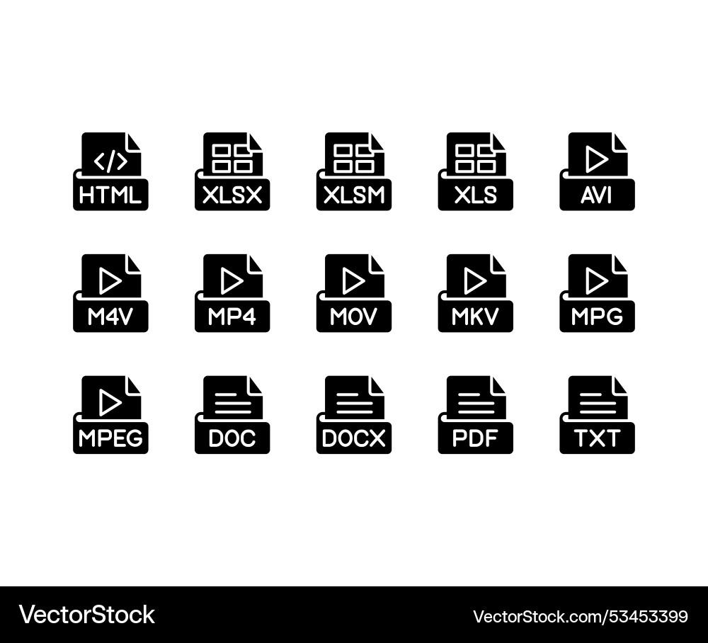 File Extension Icon Set vector image