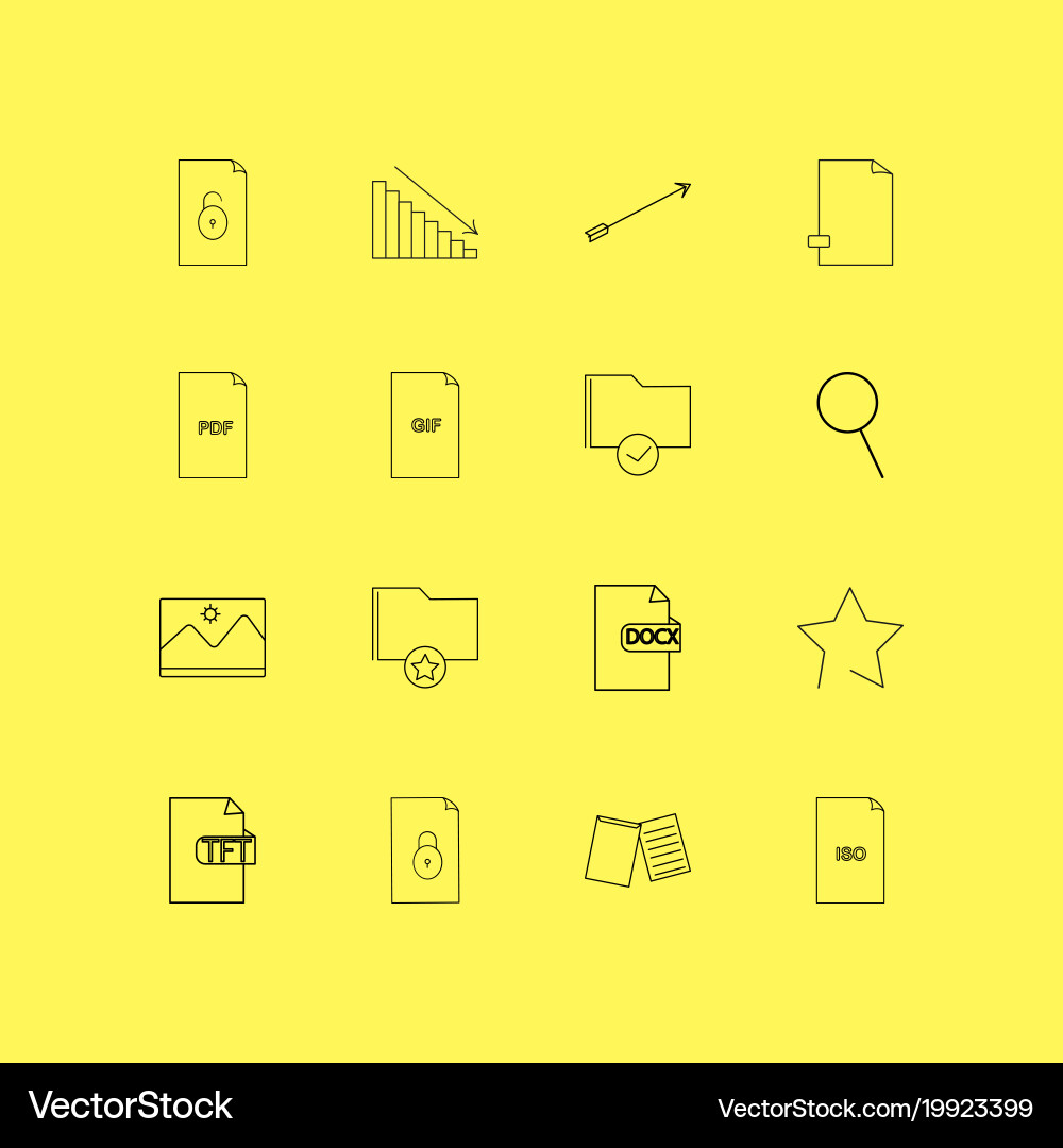 Files and folders linear icon set simple outline vector image