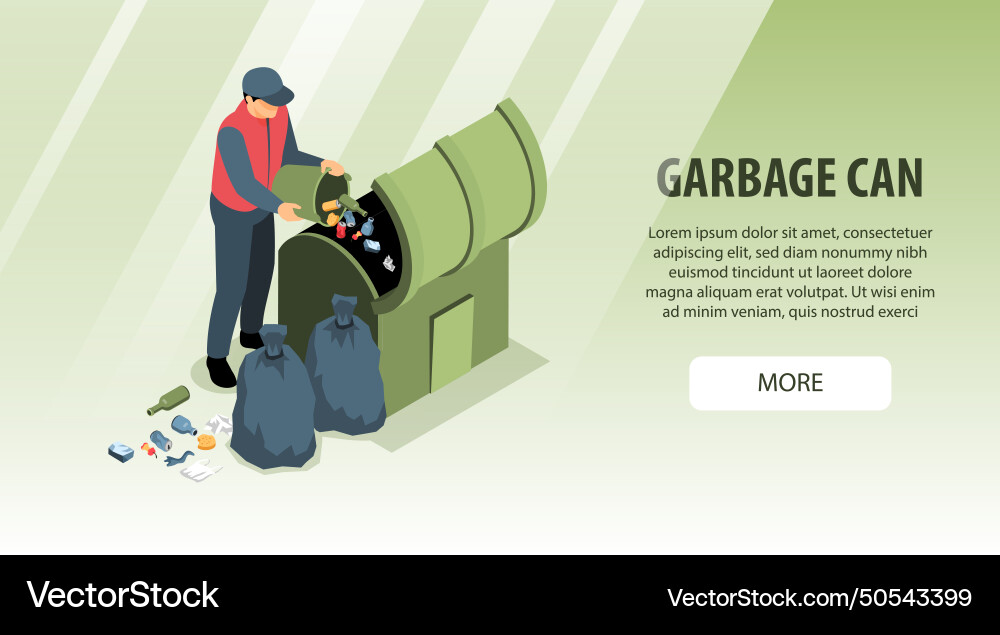 Garbage can isometric background Vector Image